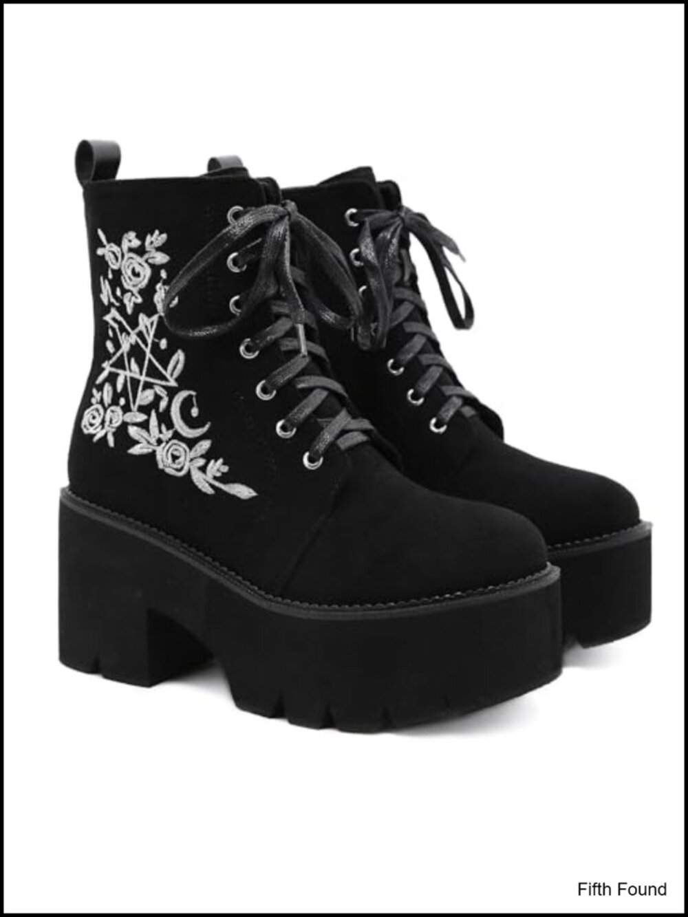 Platform Ankle Boots Chunky Round Toe Lace Up Combat Boots